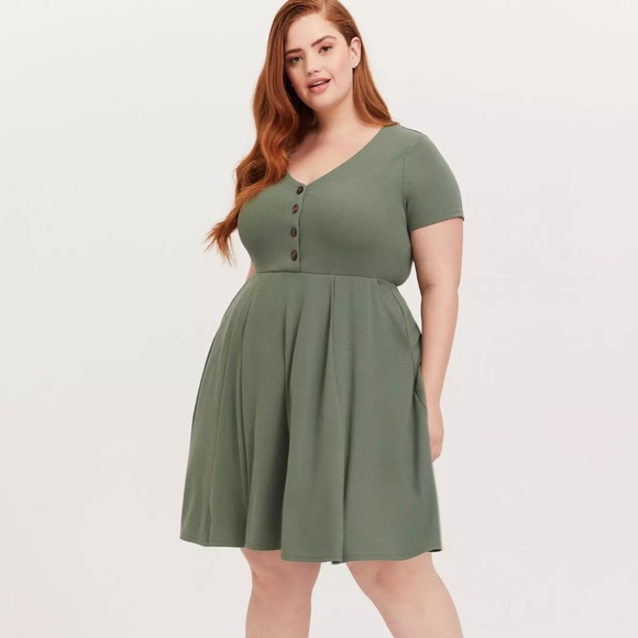 Torrid Rib Button-Down Skater Dress Size 2X - Picture 1 of 4